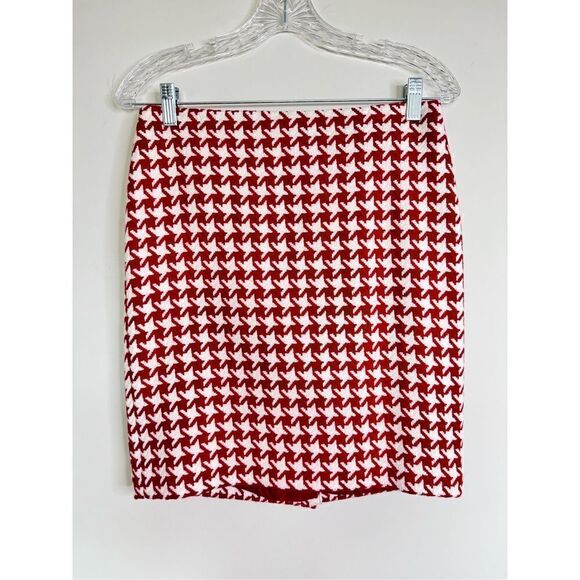 Talbots Wool Blend Red Houndstooth mini skirt sz 4p - Picture 1 of 5